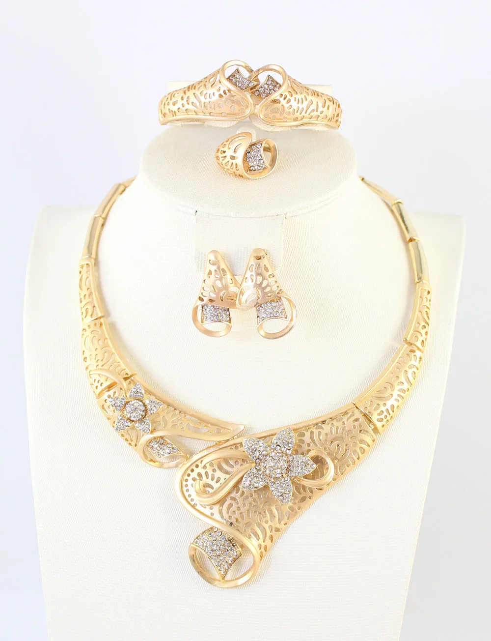 Женский золотой цвет новый дизайн австрийский кристалл Африка Дубай Свадебная