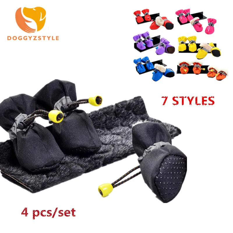 DOGGYZSTYLE Водонепроницаемая Обувь для собак 4 шт./компл. противоскользящие зимние