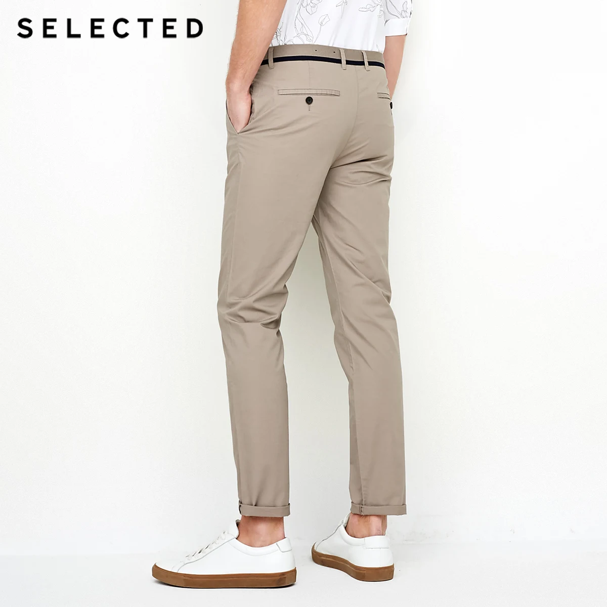 SELECTED 2019 Spring Summer New Men Slim Fit Pure Color Cotton Casual Pants Trousers |4182W2519 | Мужская одежда