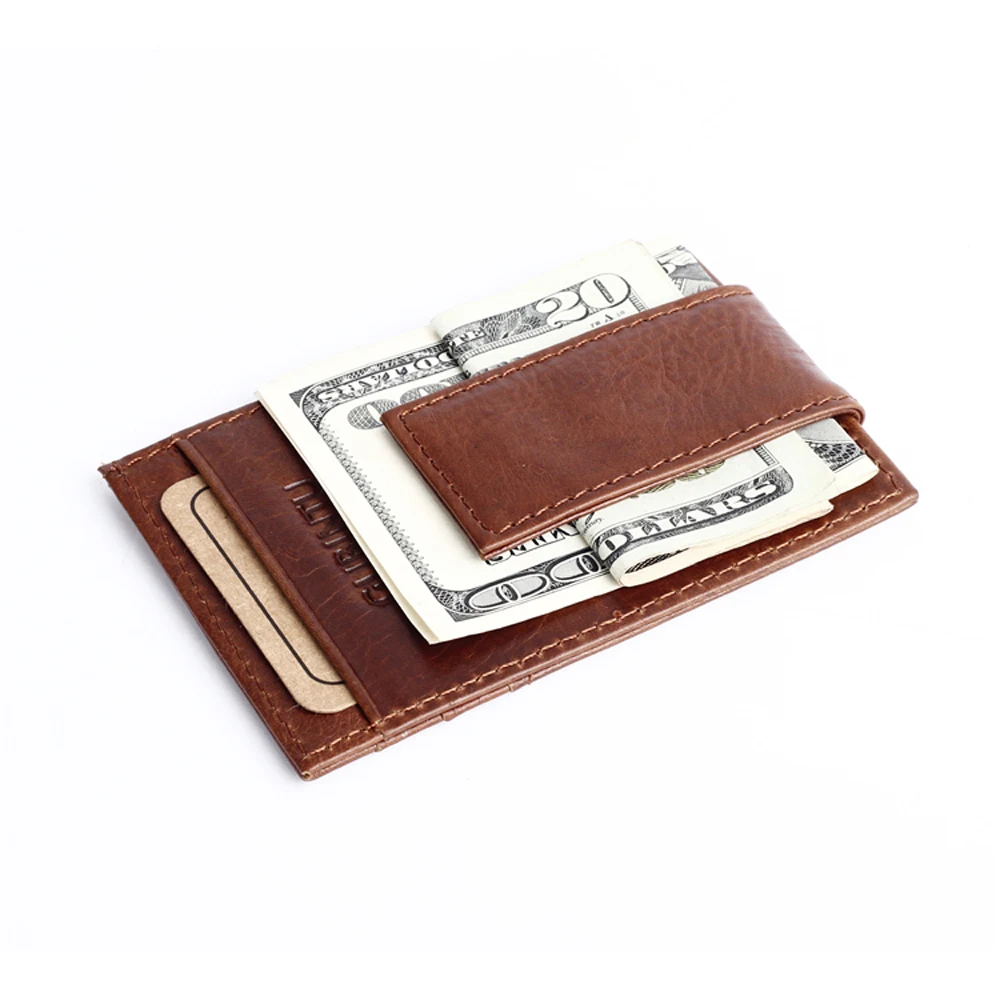 Мужской кошелек из натуральной кожи с карманом на магните чехол для бумажника в