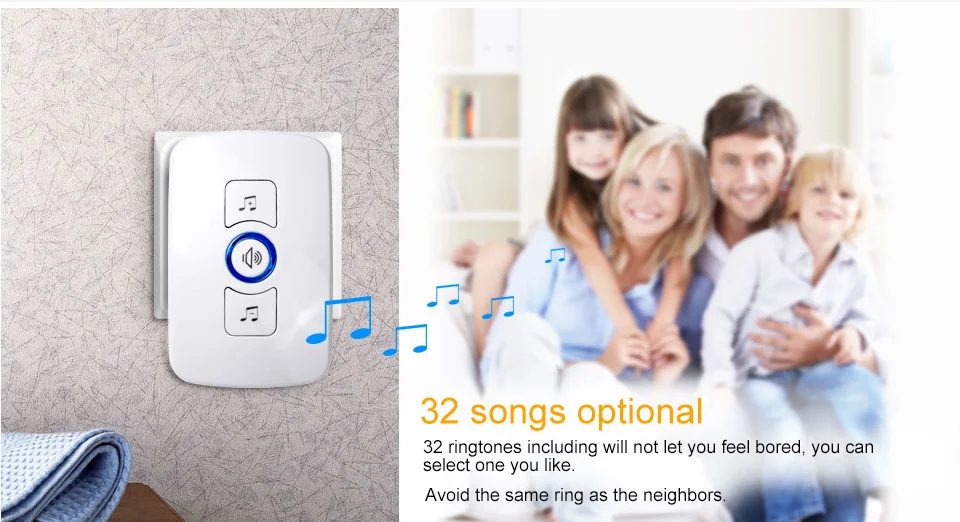 KERUI Белый ЕС Plug-in 220 В AC цифровой светодиодный 36 шнур песня музыка 500ft диапазон беспроводной пульт дистанционного управления домашний дверной звонок