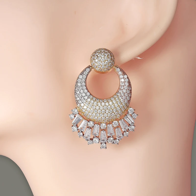 Серьги HADIYANA, новинка, модные, классические, круговой дизайн, большие серьги, элегантные, Роскошные, для женщин, EH921, букле, Doreille Femme
