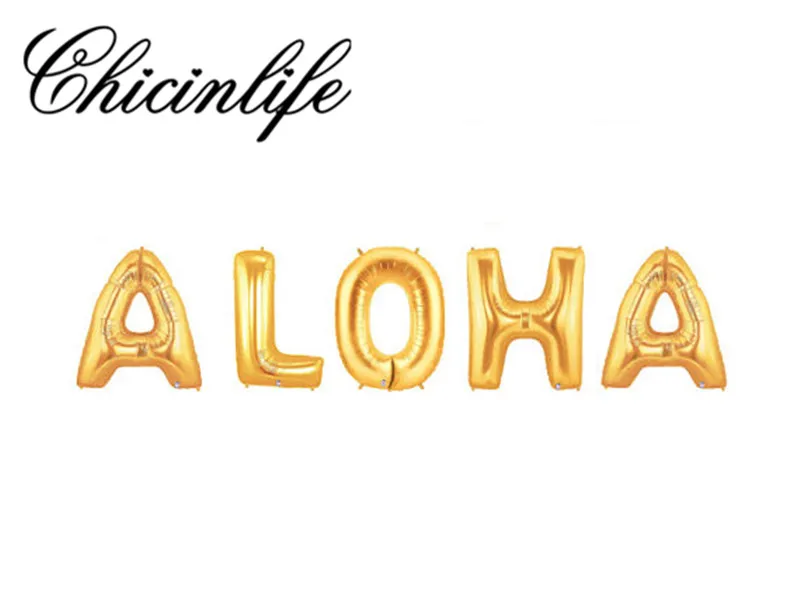 Chicinlife 5 шт ALOHA Золотые/Серебристые фольгированные гелиевые шары с буквенным