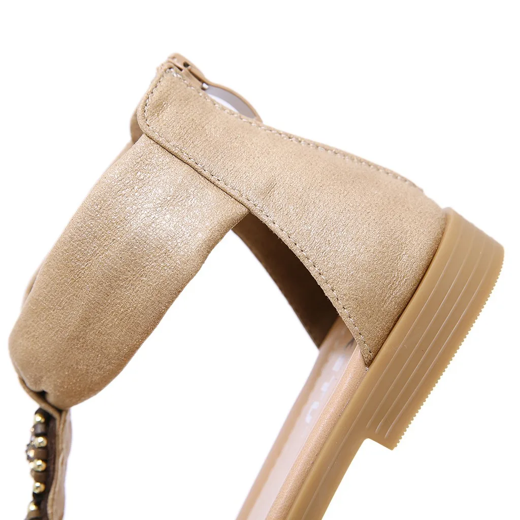 SAGACE; Новинка года; женские босоножки на платформе; chaussures femme; Женская обувь в богемном стиле; Ретро; римские повседневные сандалии на плоской подошве, украшенные жемчугом и кристаллами, на молнии