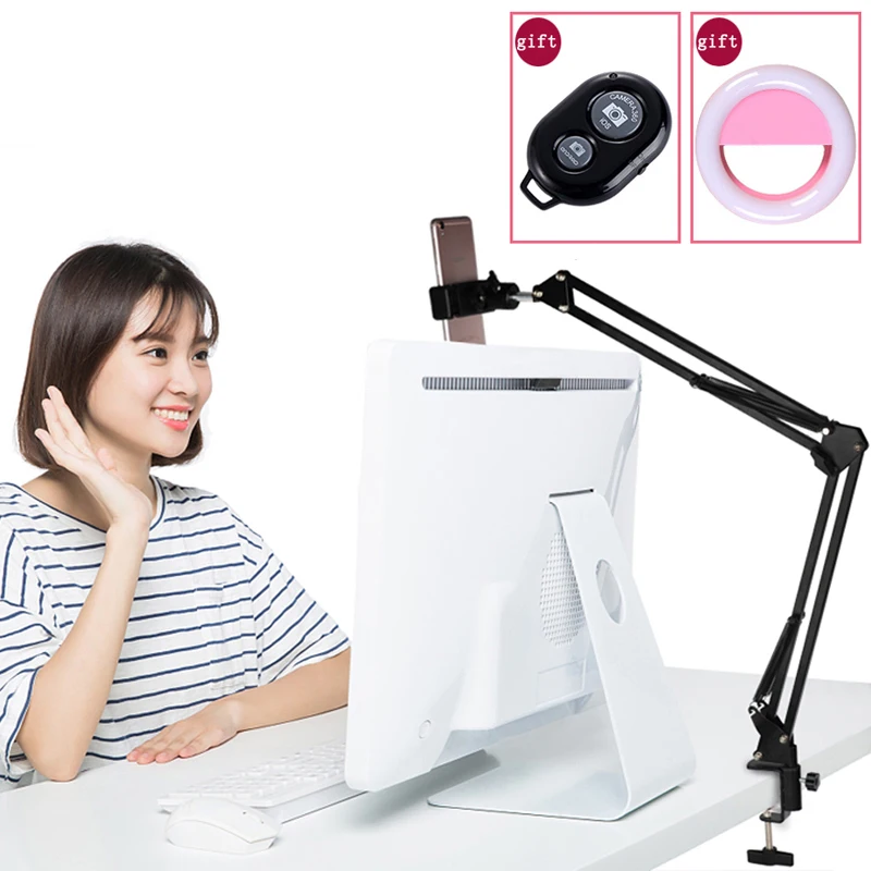 

Adjustable Desktop Flexible Folding Arm Suspension Bracket Phone Clip Video Live Photography Mounting Clamp Kit Photo Stand