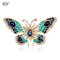 vintage metal crystal butterfly brooch for women collar pins corsage decoration animal brooch badges jewelry accessories
