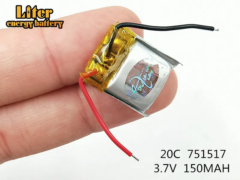 

20 Pcs/Lot 3.7V 150mAh 751517 lithium polymer battery CX-10 CX-12 JJ810 Remote Quadrocopter 3.7V Lipo bettery 20c