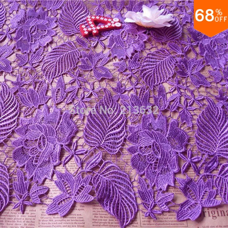 

2017 leaf purple white dress fabric luxury hot Home textile embroidery fabric bead piece embroidery Embroidered cloth electronic