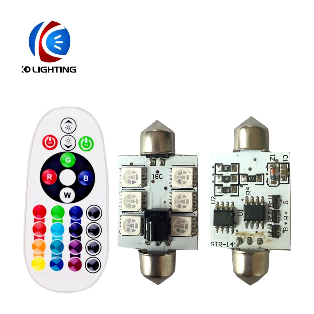 KD 2 шт. C5W RGB 5050 12SMD Автомобильный светодиодный пульт дистанционного управления Rgb