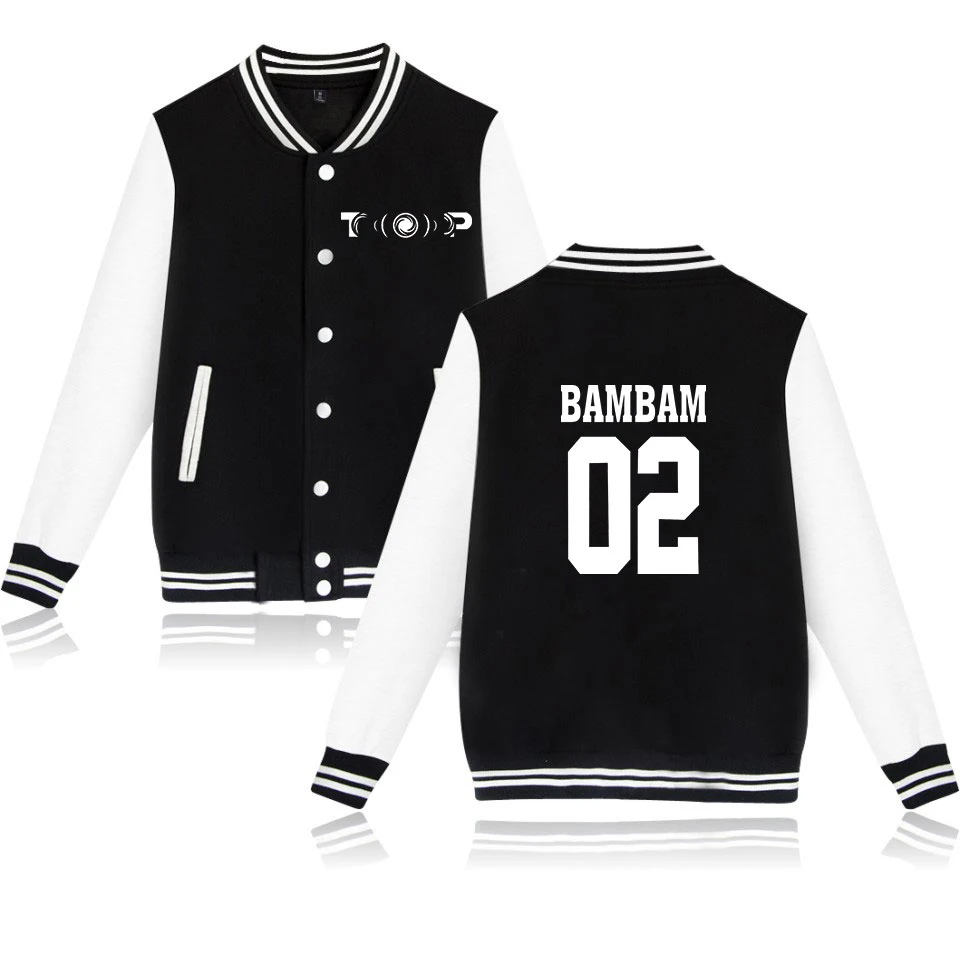 

GOT7 Kpop Women High Quality Loose Baseball Jacket College Streetwear Printed Letter All-match Mental Covered Button Outerwear