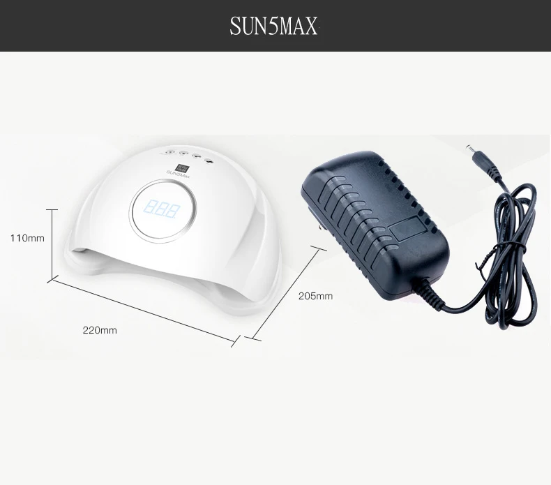 80 Вт УФ светодиодная лампа для сушки ногтей SUN5S MAX 37 шт. светодиодный двойной руки лампа для ногтей для отверждения УФ-гель для ногтей с датчиком таймера ЖК-дисплей