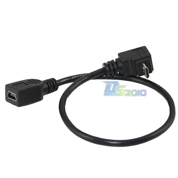 Высокое качество 25 см USB 2 0 Micro 5 Pin male Up Angled 90 градусов до Mini pin Female cable | Обустройство