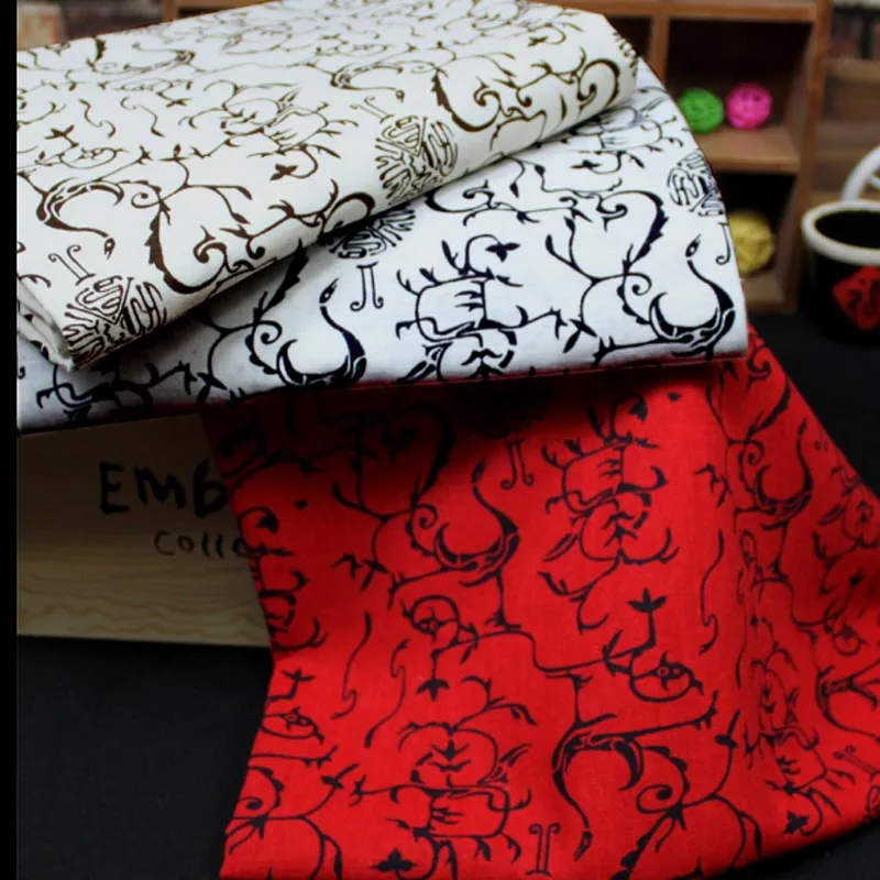 Хлопок/лен этнический стиль феникс птица ткани для DIY Одежда Китайская