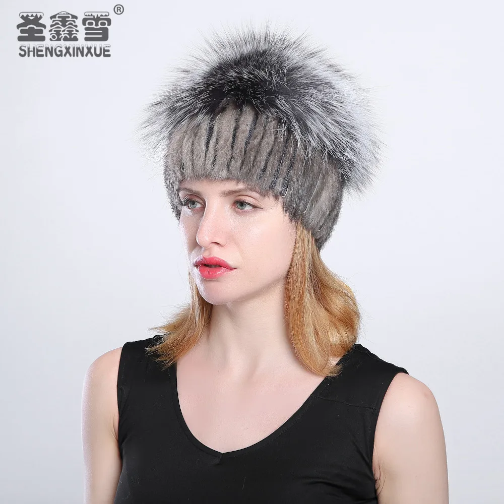 2017 Лидер продаж модные зимние теплые женские вязаные шапки норковые