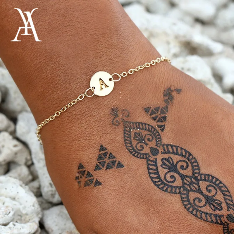 Ай Классический круглый браслет с подвеской и буквами для женщин мужчин