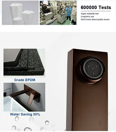 Bronze Bathroom Brass Wall Mounted Square Basin Faucet Single Handle Mixer Tap Hot& Cold Water Diverter Tap Modern Sink Faucet