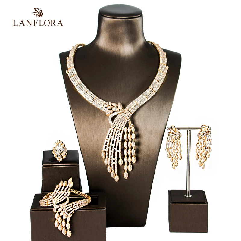LANFLORA 2018 Африканское ожерелье новый индийский комплект ювелирных изделий