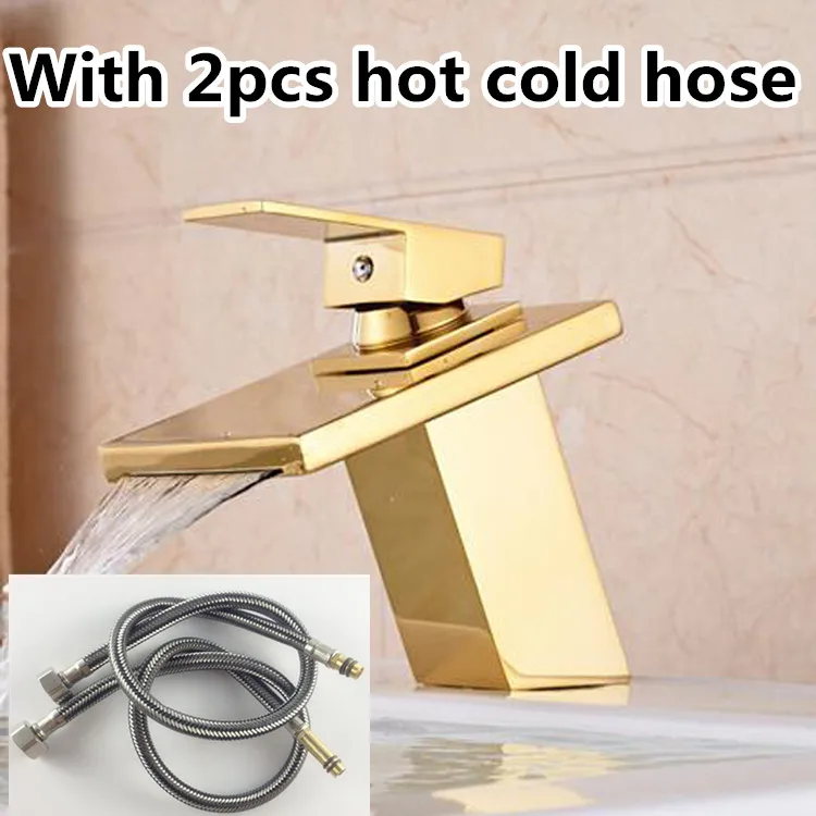 Роскошный смеситель из твердой латуни с золотым водопадом высококачественный