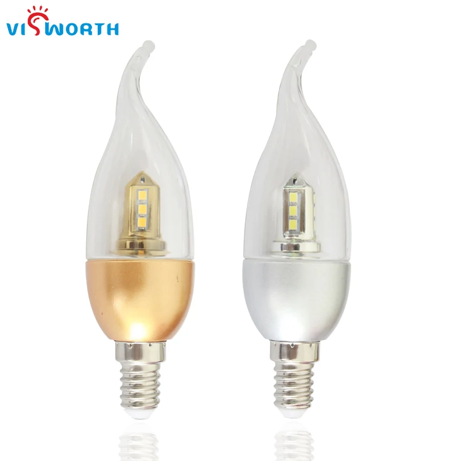 VisWorht E14 Светодиодная свеча 5 Вт 7 9 360 градусов лампа ac 110 В 220 в 240 SMD2835 12 шт. задний