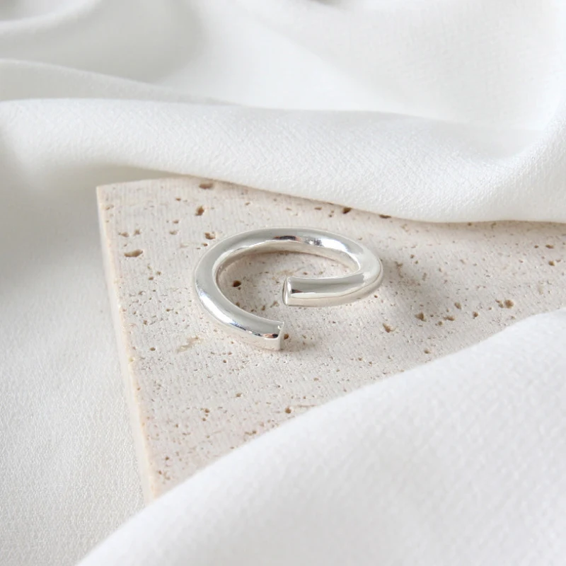 BIG J.W Real 925 Sterling Silver Rings Minimalist Open Bent Circle Adjustable Ring For Women Wedding Bands Fashion Fine Jewelry | Украшения