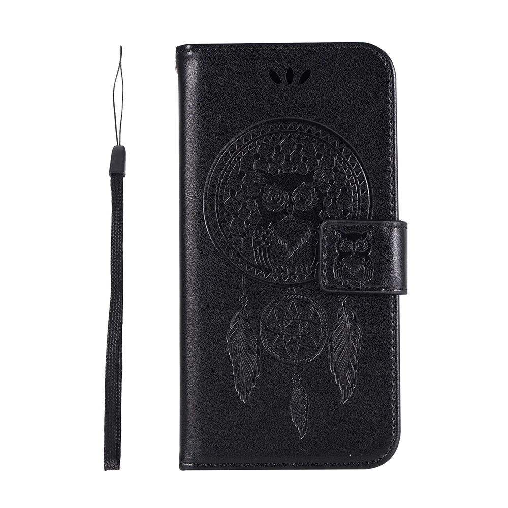 Dream Catcher Owl Pattern Book Case Leather For Huawei Y6 Prime 2018 / Flip Wallet Cover Shell Card Money Slots Holder | Мобильные
