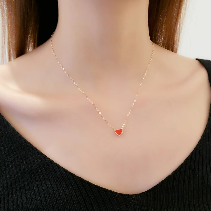 Красное ожерелье с подвеской Love Женская цепочка до ключицы простое короткое
