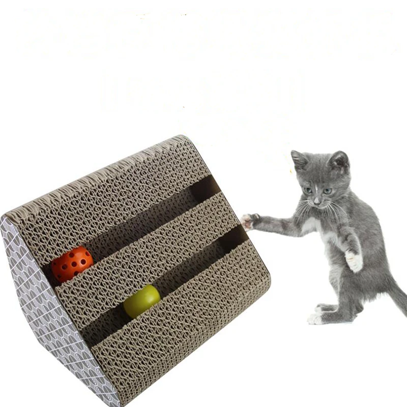 Cat Toys Scratcher Board With Bells Fun Toy For High Quality Corrugated Paper Scratch Cats Grab Grinding Claw LY0009 | Дом и сад