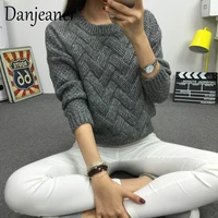 danjeaner 2018 vintage women sweater new fashion o neck pullover winter knit basic tops loose female knitwear outerwear coats