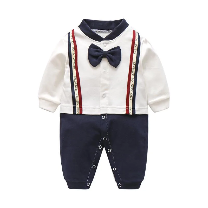 2018 Новая Осенняя хлопковая одежда для маленьких мальчиков и девочек комбинезон