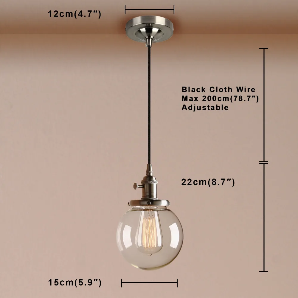 Permo 5 9 &quotВинтажная подвеска в виде стеклянного шара современные подвесные лампы
