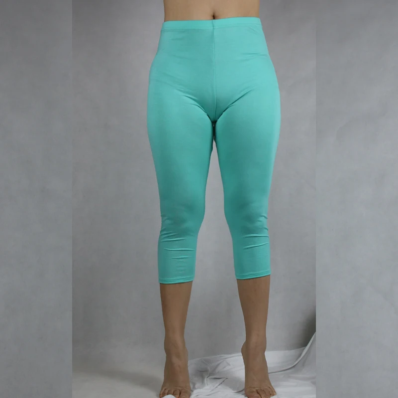 green jeggings Babbytoro женские джеггинсы летние однотонные 3/4 Капри короткие леггинсы женские плюс 7XL 6XL 5XL XS розовые черные красные леггинсы - Цвет: green jeggings