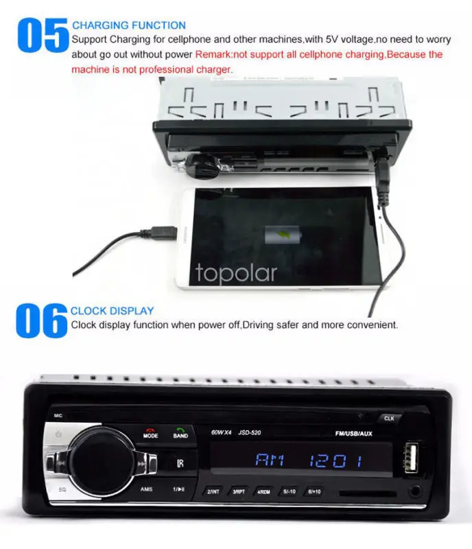 1 DIN автомагнитола автомобильный аудио FM Bluetooth MP3 аудио плеер Bluetooth Мобильный Телефон Handfree USB/SD автомобильный стерео радио в тире Aux вход