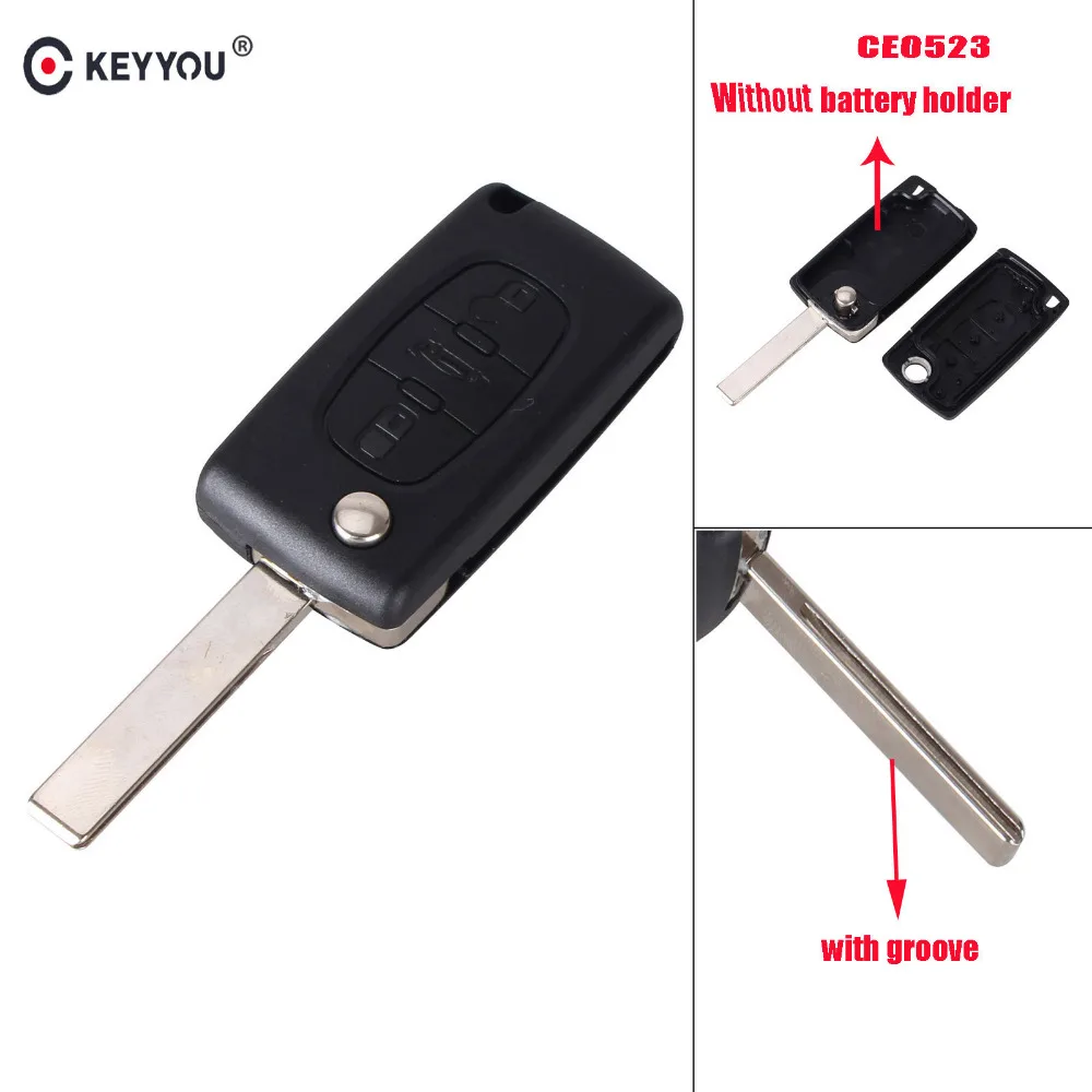 Складной чехол брелок KEYYOU 20X с 3 кнопками дистанционного управления для Peugeot 307 407