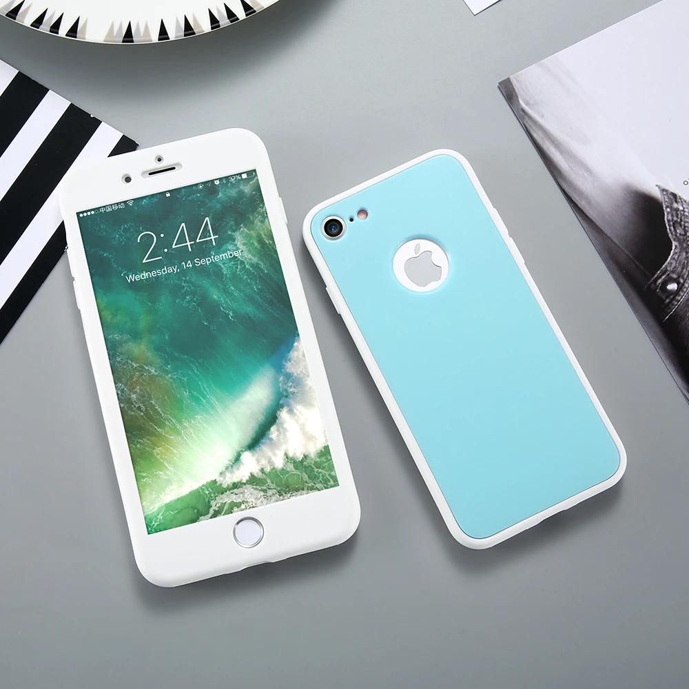 Матовый защитный чехол KISSCASE 360 градусов для iPhone 6 6S Plus мягкие двухцветные чехлы из