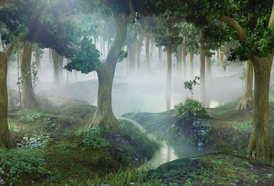 Laeacco лес фоны зеленое дерево трава крик Dreamy ребенок портрет фоновая фотосъемка