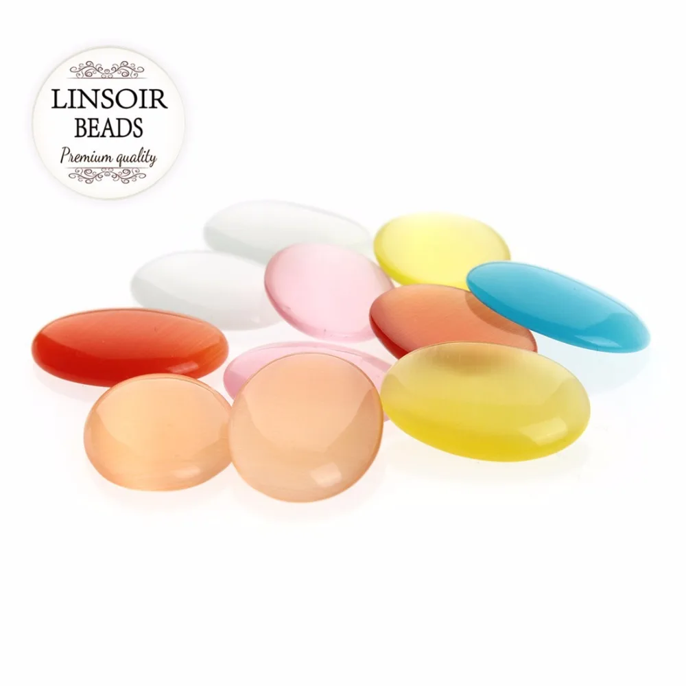 LINSOIR 30 шт./лот 6x 8/10x1 4/13х18 мм овальные кабошоны из натурального камня разноцветные