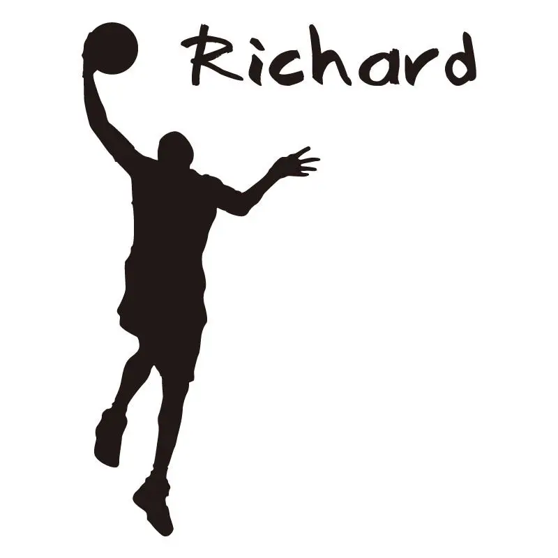 Персонализированные настенные наклейки с именем баскетбольного игрока домашний декор гостиная съемная