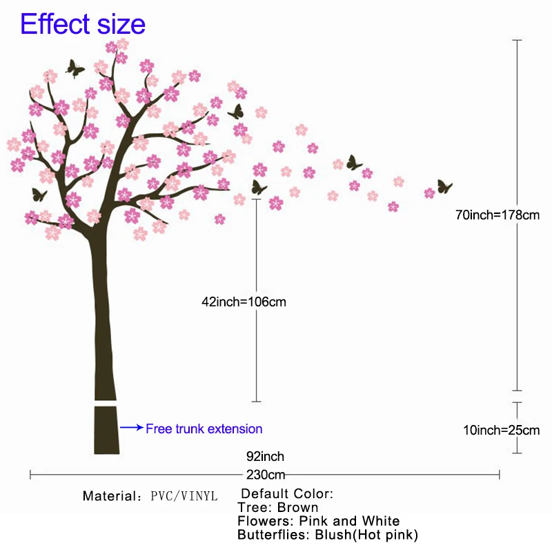 Новинка огромное дерево выдувание цветущей вишни наклейки на стену детское