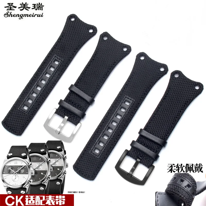 HUXIE парусиновые ремешки для часов для Кельвин Клейн K4B384B6 K4B381B3 женские ремешки для часов для CK мужские часы ремешок 30 мм ремешок для часов с пряжкой
