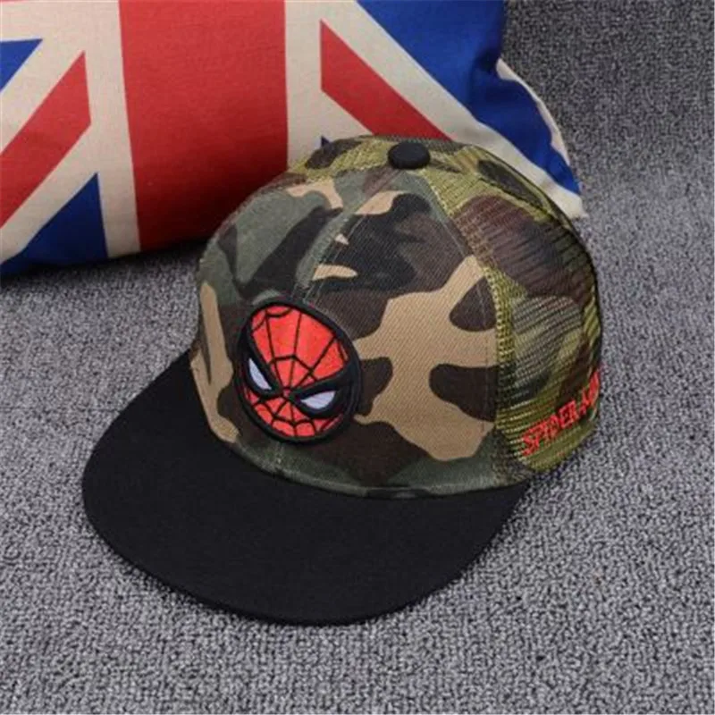 Spiderman Superman Batman Captain America logo children's embroidery hip hop hat Boy girl children baseball cap | Аксессуары для