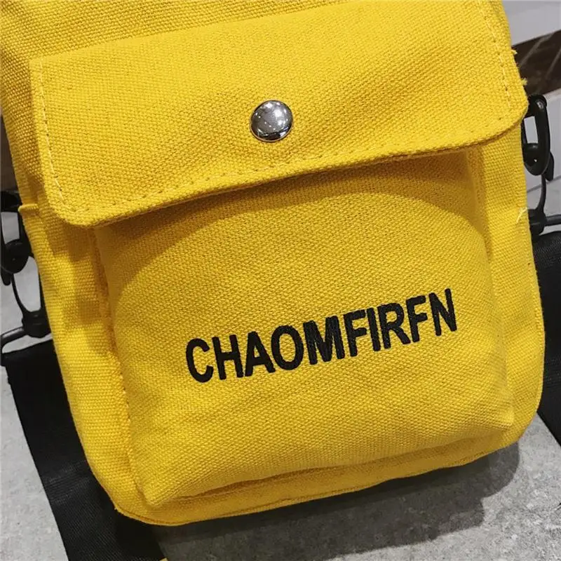 Square Vertical Phone Bag Women's Messenger Bag Letter Print Sports Shoulder Messenger Handbags Unisex Canvas Crossbody Bag