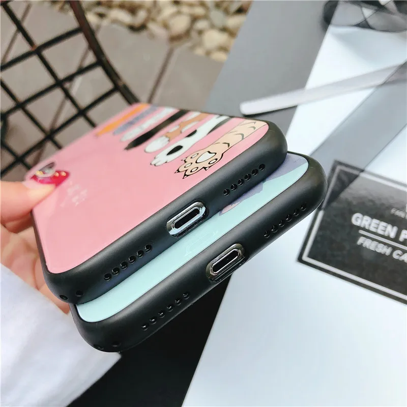 I7 милый мультяшный Кот стеклянный чехол для телефона на iPhone 7 жесткий iPhone7 6 6s 8 Plus X