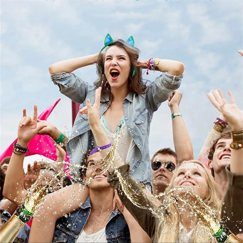 Милая мультяшная Беспроводная Bluetooth-гарнитура с кошачьими ушками складная