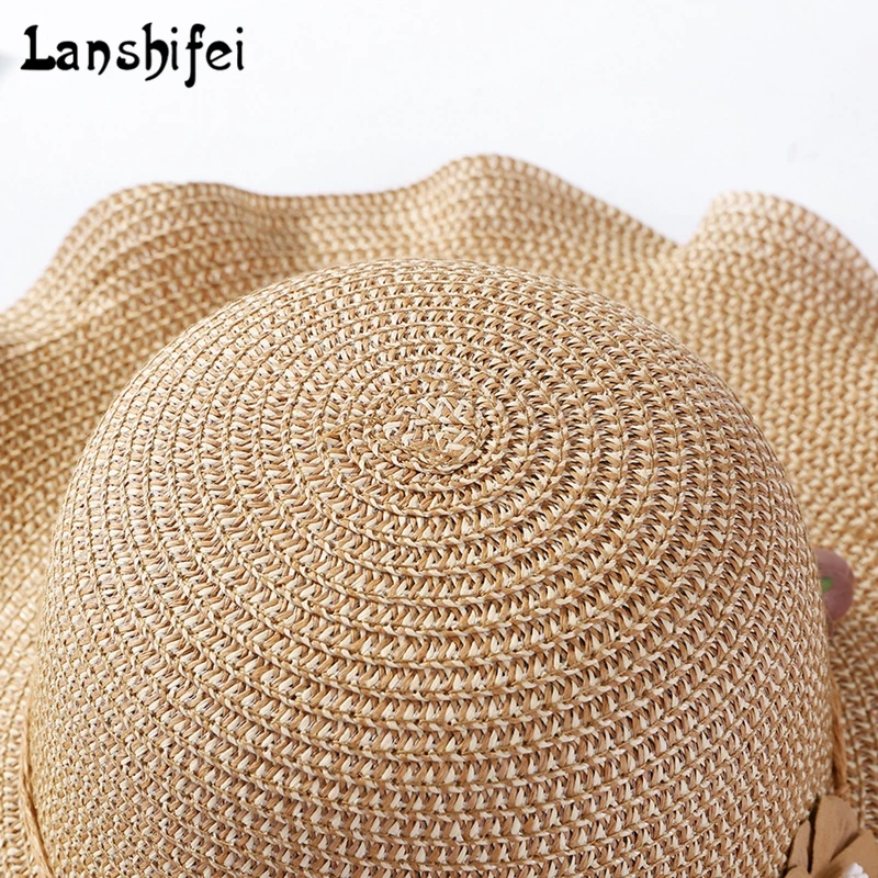 2018 новая брендовая летняя соломенная шляпа с волнистыми полями одноцветная