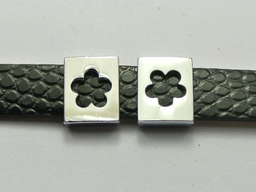 20 Alloy Carved Flower Slide Charm Fit 8mm Wristbands Belt Pet Collar