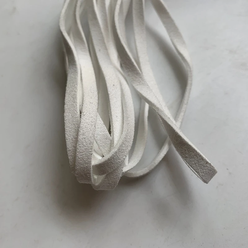 Корейский Бархатный кожаный шнур 5 метров белый плоский мм из искусственной