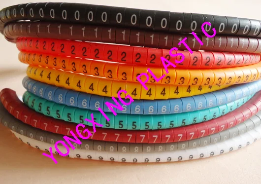 100 шт./лот бесплатная доставка Цветной маркер для кабеля 1 5 мм2 0 9 разных цифр|markers