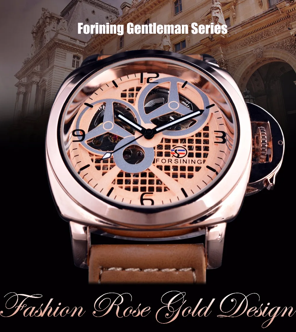 Часы наручные Forsining мужские с ветряной мельницей модные брендовые Роскошные
