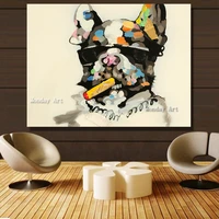high quality handpainted modern dog painting cartoon paintings wall art picture canvas painting for living room home decor