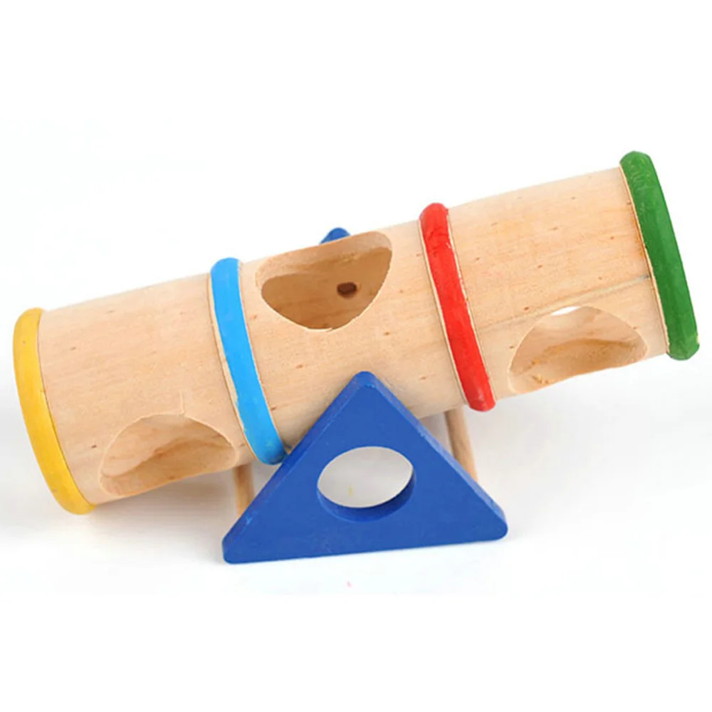 Домашние животные хомяк Seesaw спортивная игрушка деревянная пористая клетка дом с тоннелем трубка Крыса Мышь Мыши продукт маленький питомец спрятать играть забавные аксессуары